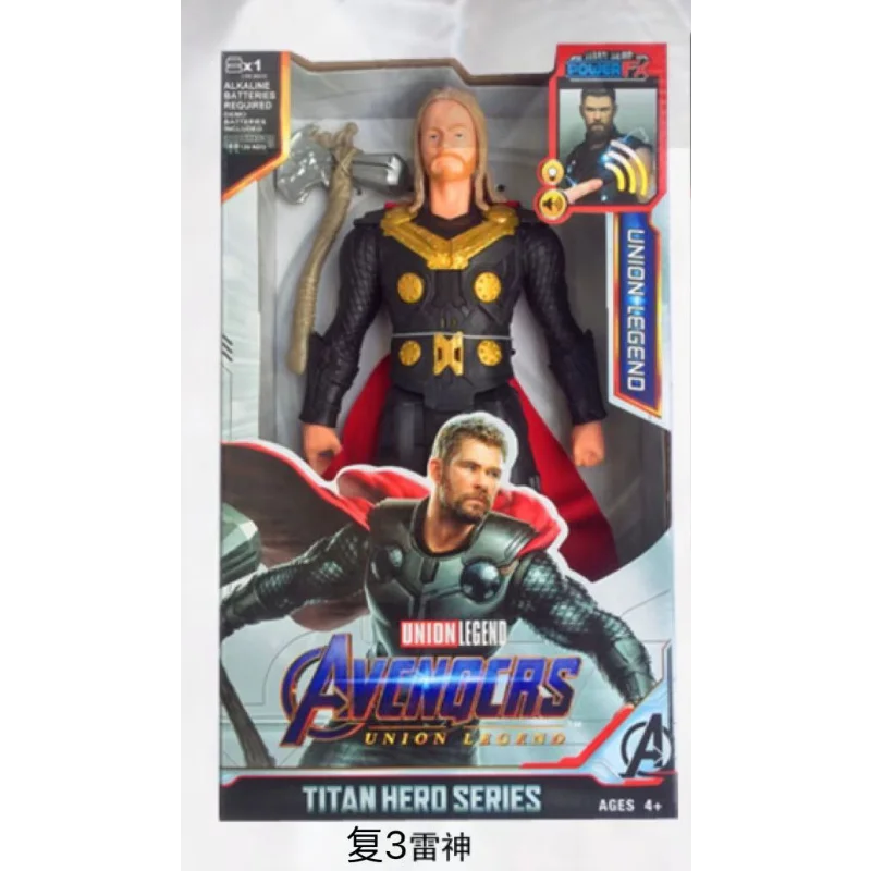 30cm Marvel Avengers Toy Thanos Hulk Spiderman Captain America Iron Man Thor Black Panther with Sound and Light Action Toy Gift