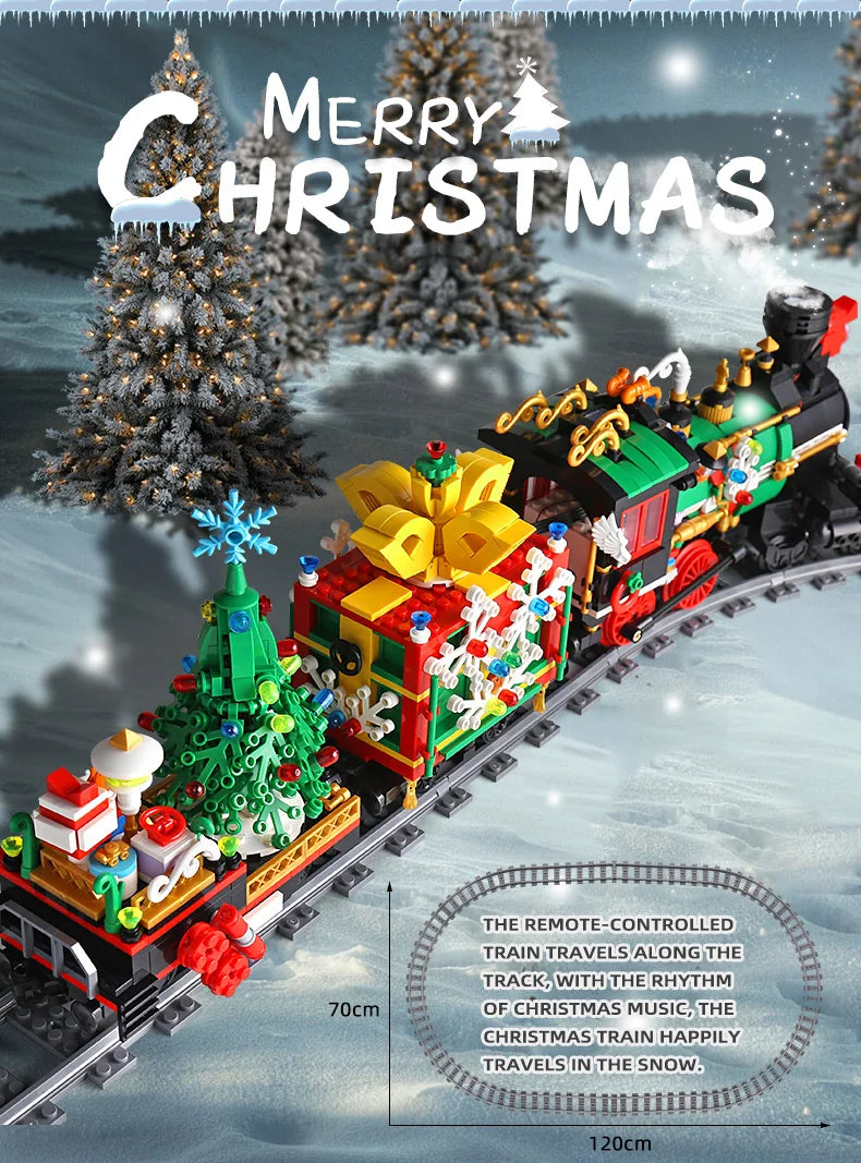 Mould King 12012 Christmas Building Block The Motorized Winter Holiday Train Model Assembly Decoration Kids Christmas Train Gift