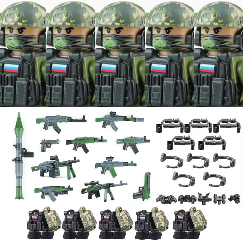 Military Army Figures Building Blocks SWAT Ghost Commando Special Forces Soldier Weapons Gun Hat Shield Belt AK Mini Bricks Toy