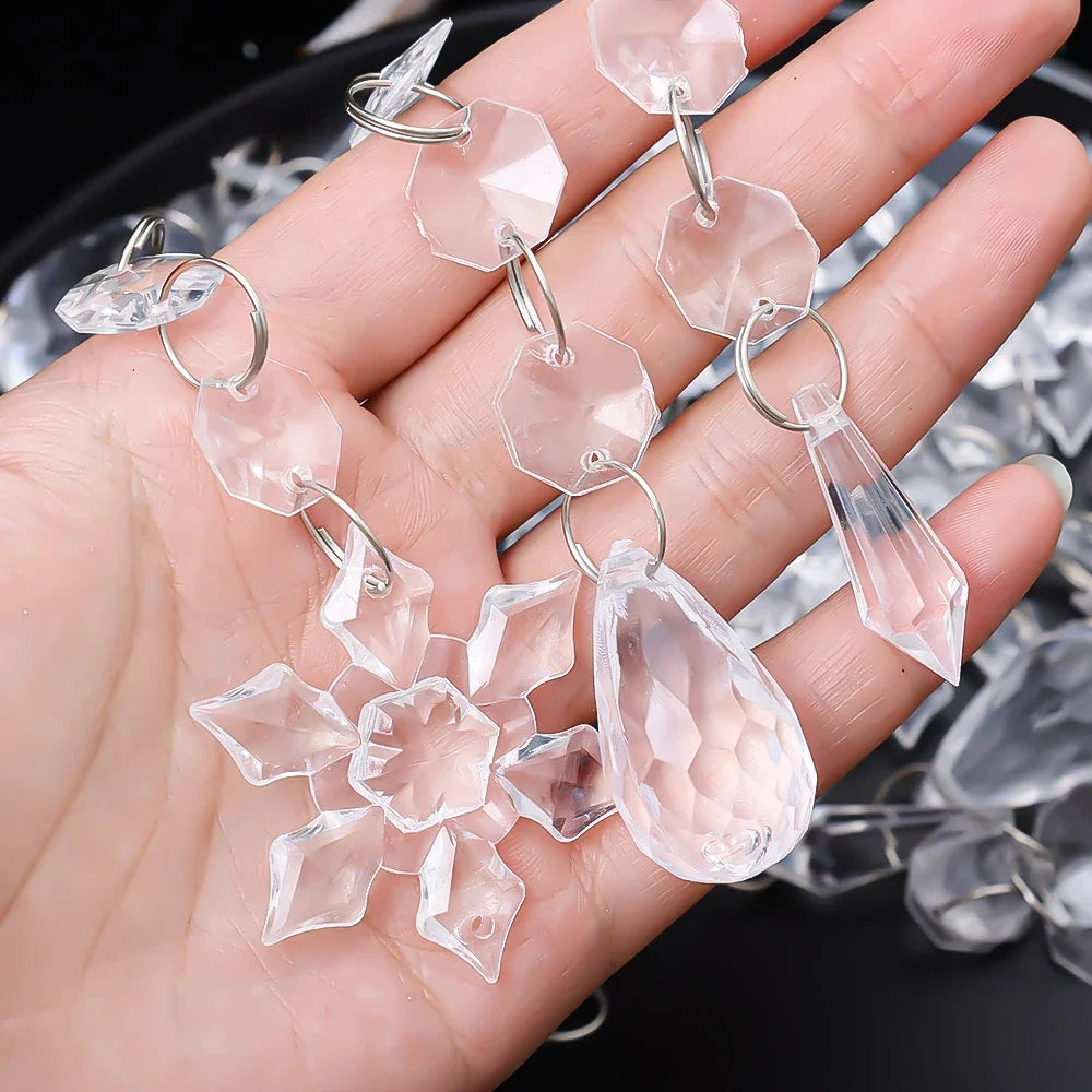 24/5PCS Crystal Clear Snowflake Icicle Pendants Acrylic Christmas Tree Ornament Christmas Holiday Home Party Hanging Decorations