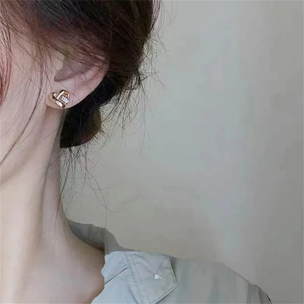 2pcs Fashion Eternity Love Zircon Ear Stud for Women Girls,Gold Color Heart Tragus Cartilage Earrings Chic Wedding Jewelry