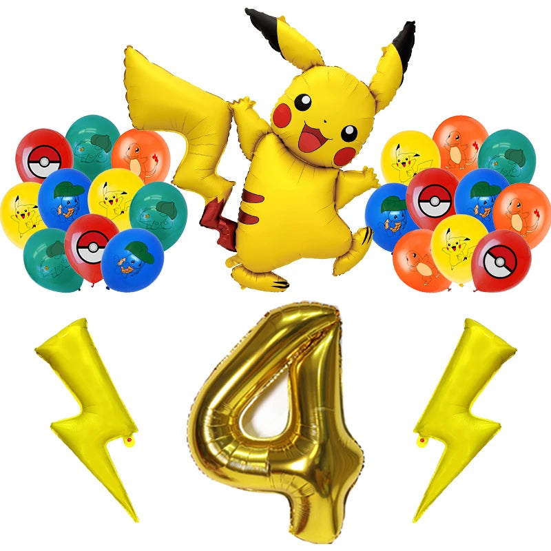Pokemon Birthday Party Decoration New Pikachu Latex Foil Balloon Kids Disposable Tableware Event Supplies Backdrop Child Gift