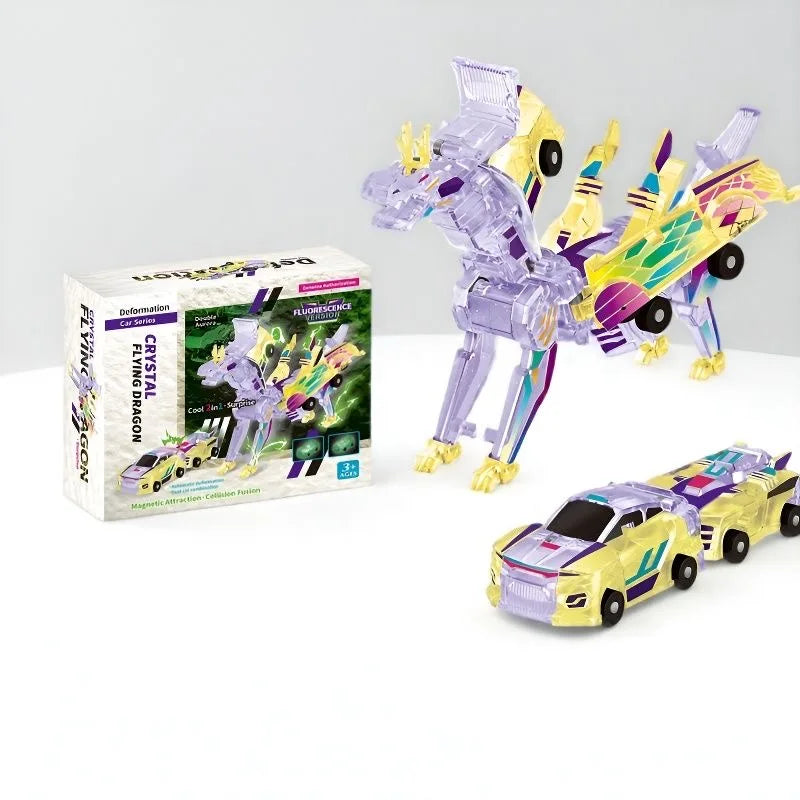 Unicorn Transformer : Magic Transformation Super Combination Car Toy 2 In 1 Kids Magnetic Collision Transforming Car Diy Toy