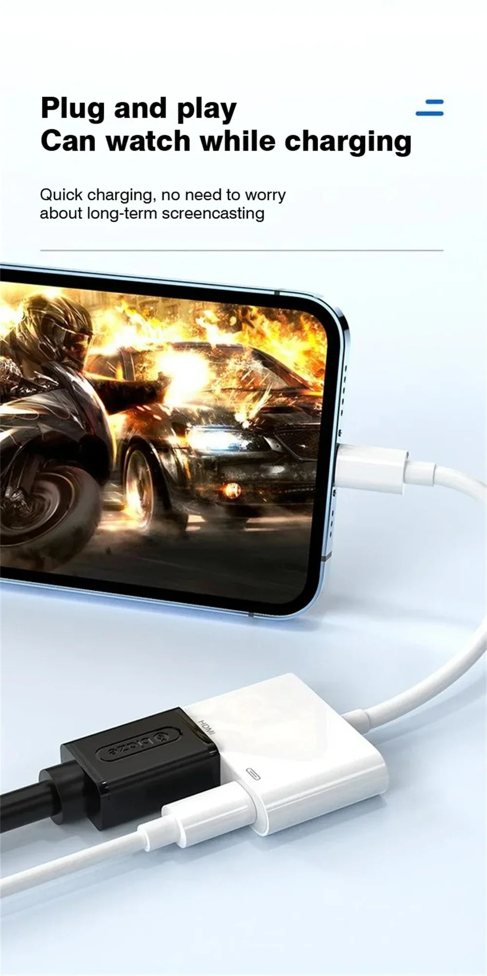 HD 1080P Phone To HDMI-Compatible Projection Cable Adapter Audio Sync Screen Connector For Lightning To HDMI-Compatible Adapter