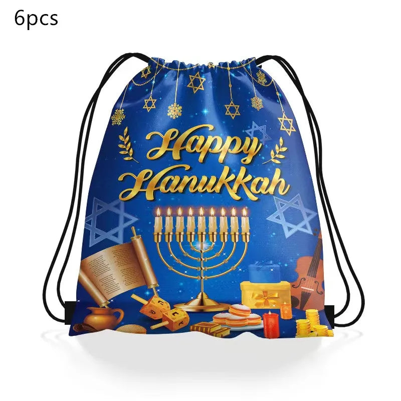 Jewish Hanukkah Balloon Banner Supplies Chanukah Disposable Tableware Cup Plate Napkins Happy Chanukah Festival Party Decoration