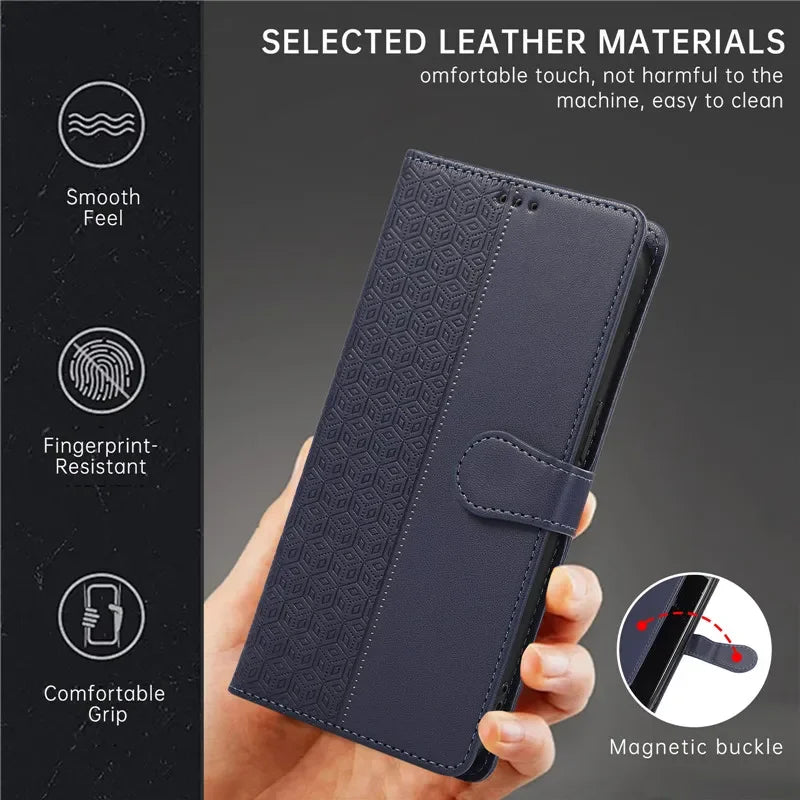 Luxury Leather Wallet Phone Case for iPhone 17 Air 16 15 14 Pro Max 16E 13 12 Mini 11 XS XR Max SE 8 7 Plus Flip Stand Cover
