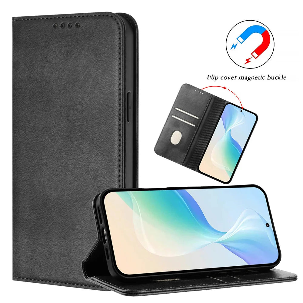 Leather Phone Case For Samsung Galaxy A06 A16 A14 A15 4g 5g A05S A05 A25 A35 A55 A56 A36 A26 A34 A54 Card Slot Flip Wallet Cover