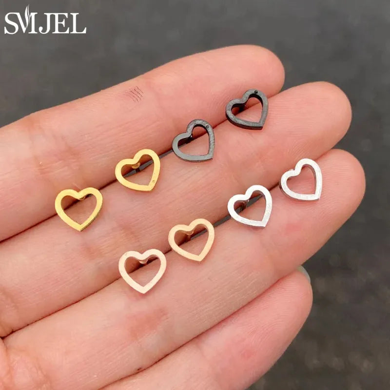 Stainless Steel Earring Hollow Love Heart Fashion Stud Earrings Classic Simple Earings for Women Wedding Jewelry Bridesmaid Gift