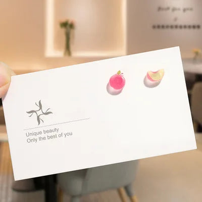 Round Magnetic Non-Piercing Clips on Stud Earrings Cute Fruit Series Stainless Steel Ear Stud Fashion Jewelry Sweet Girls 1 Pair