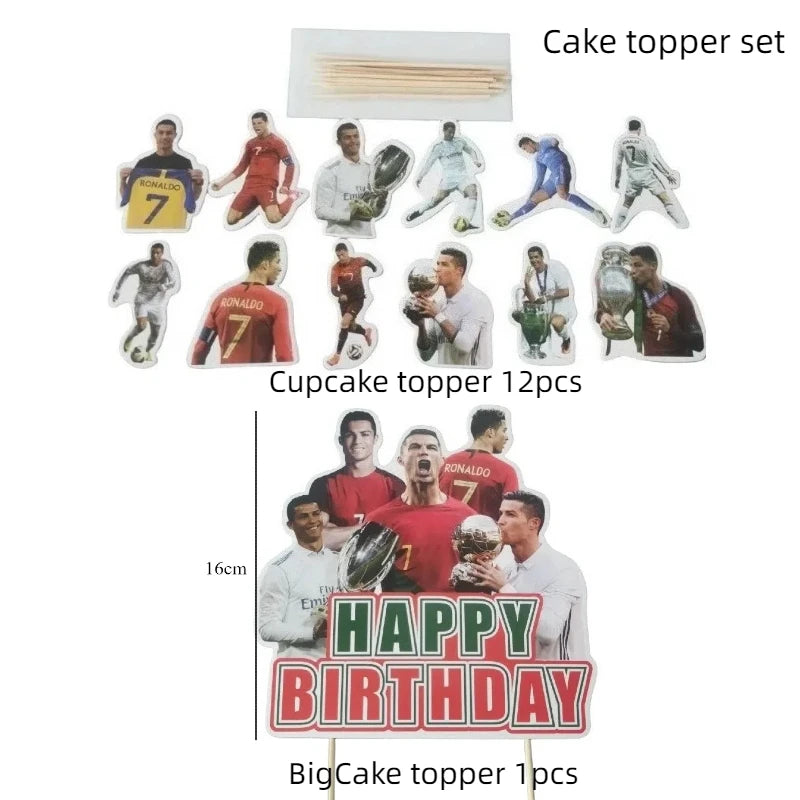 2025 Football SuperStar CR7 Fan Birthday Party Decoration Soccer Idol Balloon Paper Banner Caketopper DIY Decor