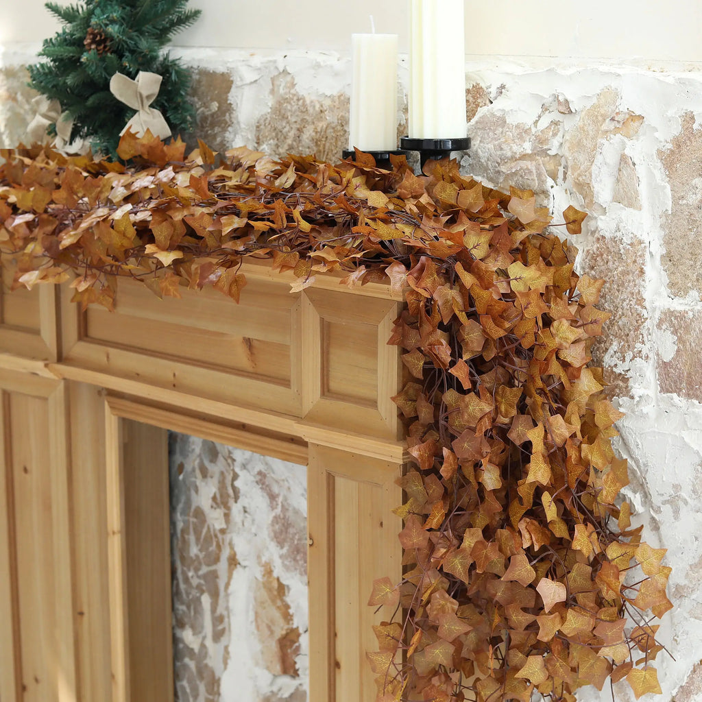 12 Pcs Artificial Maple Leaf Garland for Room Decor Fall Autumn Hanging Vines Ivy Plant Bedroom Wall Decor Thanksgiving Accents