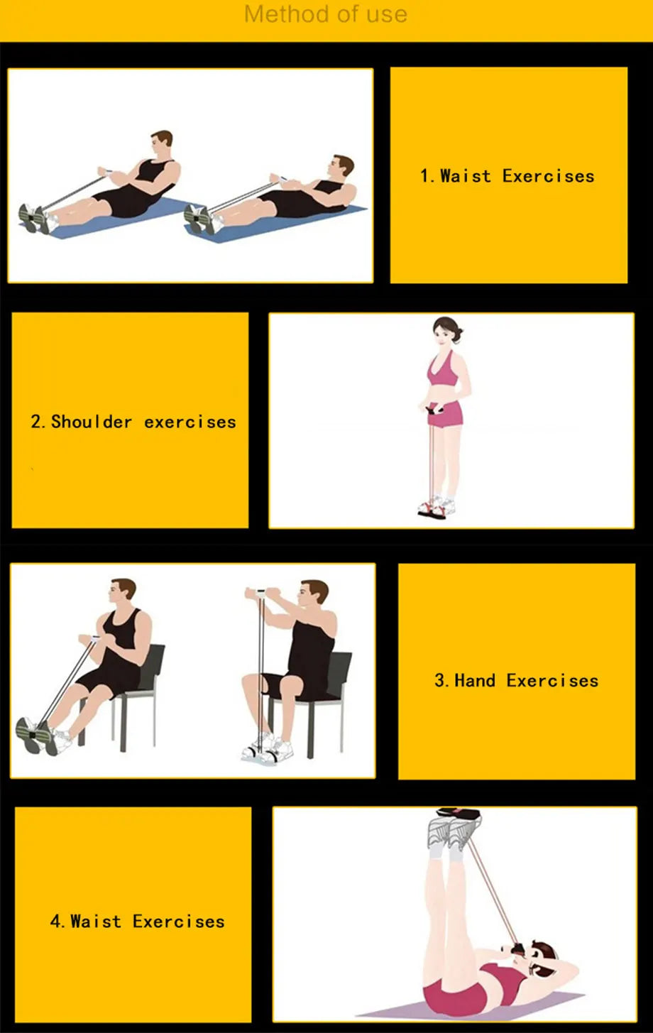 4 Resistanc Elastic Pull Ropes Exerciser Rower Belly Resistance Band Home Gym Sport Training Elastic Bands For Fitness Equipment