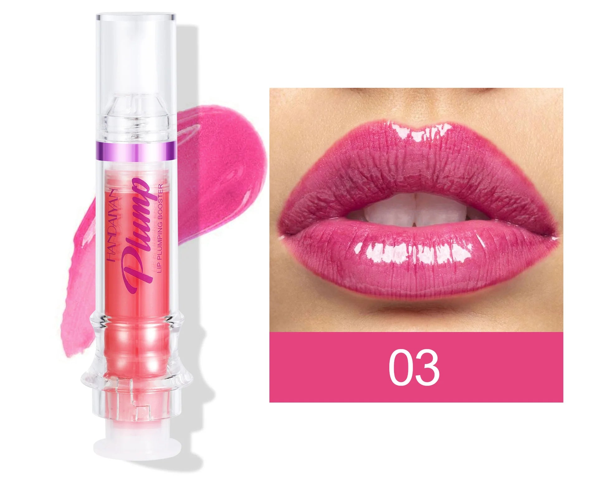 HANDAYAN 6 Color Lip Plumper Gloss Moisturizing Honey Oil Enhancer Transparent Shine Booster Makeup Beauty