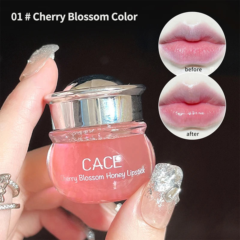 CACE Cherry Blossom Honey Lip Balm — Deeply Hydrating and Plumping, Water-Rich Glossy Finish, Non-Sticky,