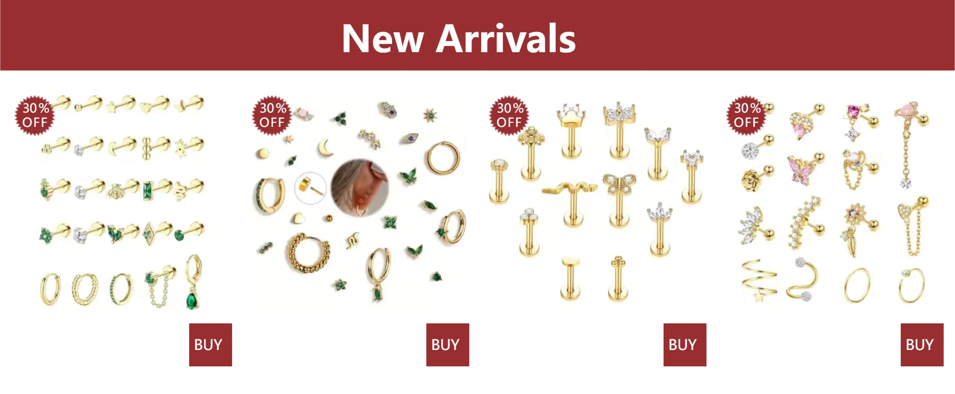 Bobisty 1pc Earrings for Sensitive Ears Surgical Stainless Steel Earrings for Women Dainty Flat Back Earring Stud Hoop Cartilage