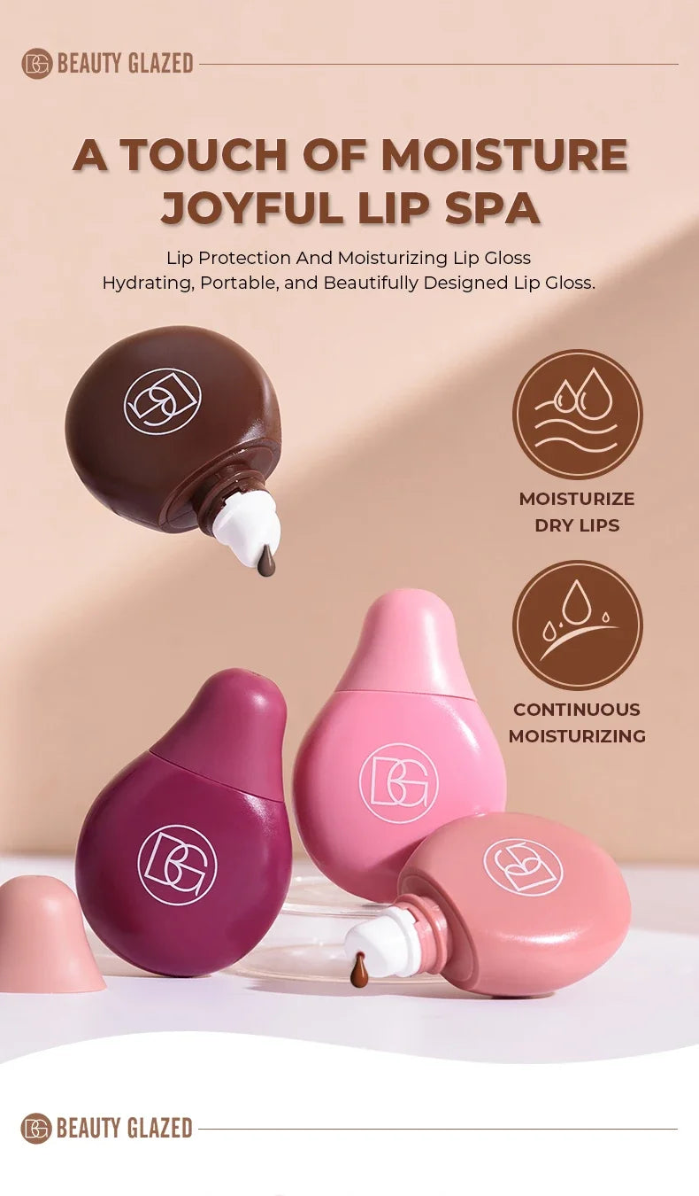 BEAUTY GLAZED 4Color Lipgloss Lip Oil Teens Moisturizing Lipstick Lip Balm High Shine And Lip Gloss Long-Lasting Dry Lip Care