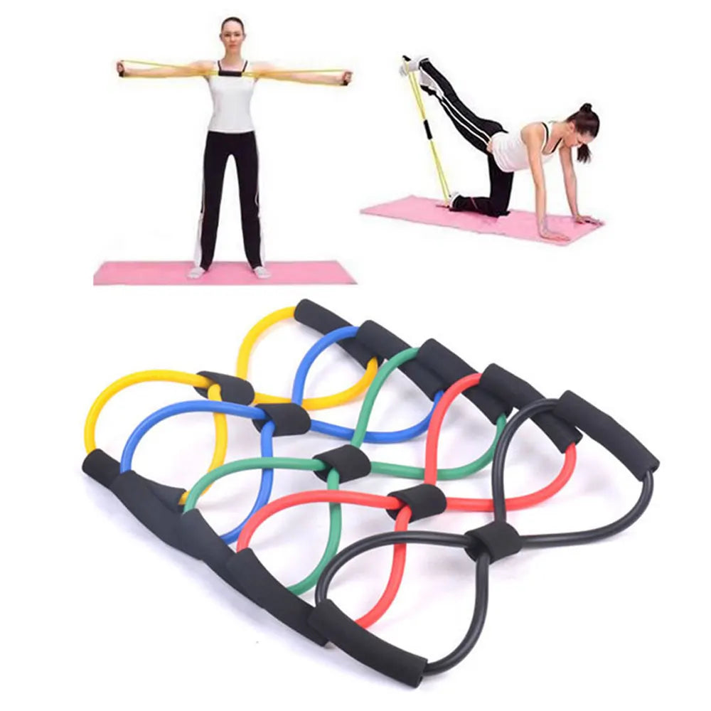 BraceTop Yoga Gym Fitness Resistance 8 Word Chest Expander Rope Workout Muscle Trainning Rubber Elastic Bands for Sport Exercise