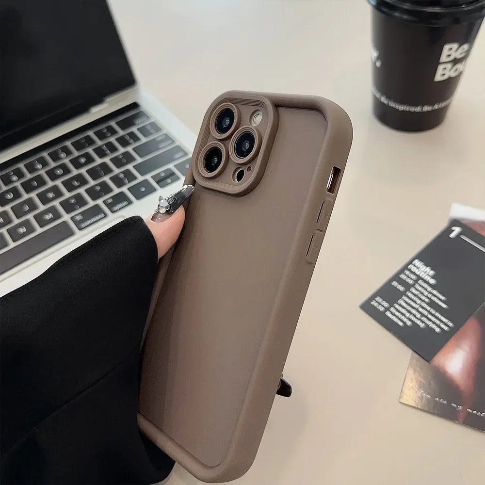 Beige Brown Black Stylish Phone Case for iPhone 16 15 14 13 12 11 Pro Max 7 8 Plus X XR XS Max, Slim Protective Shockproof Cover