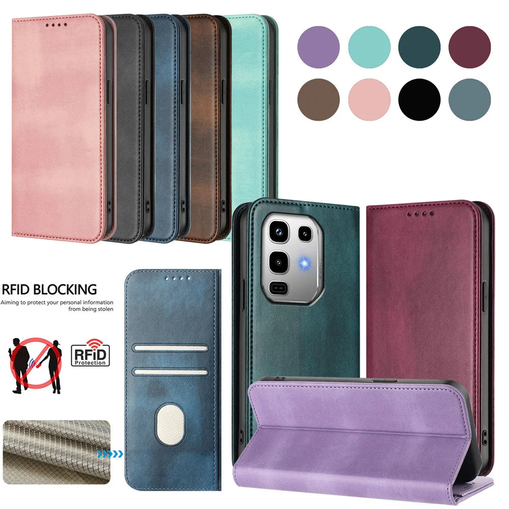 Leather Phone Case For Samsung Galaxy A06 A16 A14 A15 4g 5g A05S A05 A25 A35 A55 A56 A36 A26 A34 A54 Card Slot Flip Wallet Cover