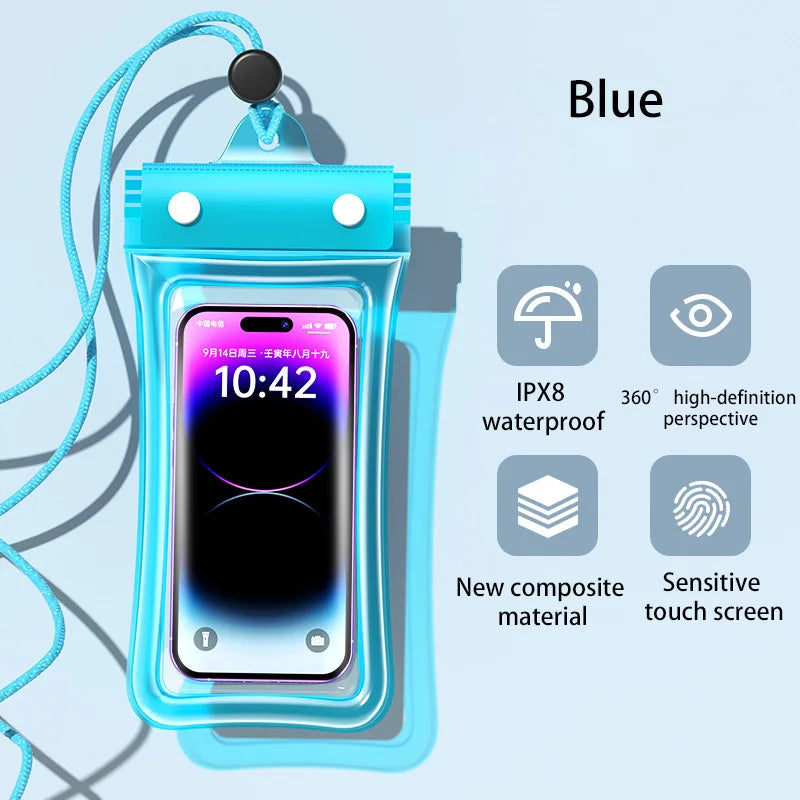 IPX8 Waterproof Floating Airbag Swim Diving Bag Phone Case For iPhone 11 12 13 14 Pro Max Samsung S23 S22 Xiaomi 13 Huawei Cover