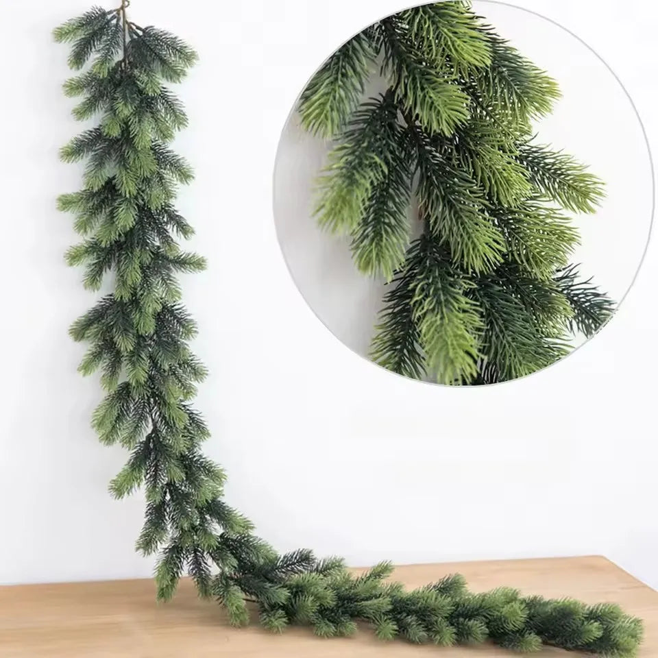 6.2FTArtificial Norfolk Pine Garlands Real Touch Christmas Cypress Greenery Vine for Table Mantle Xmas Home Decoration