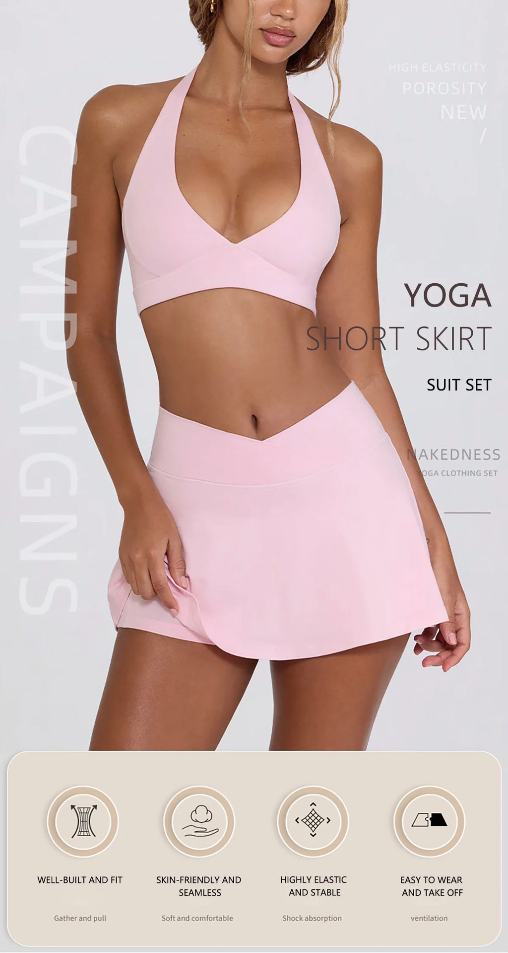 Ctenkevet Women Chest Padding And High Elasticity Bra Set 2Pcs Tennis Skirt Sportswear Female Golf Suits Sport Outfit For Woman