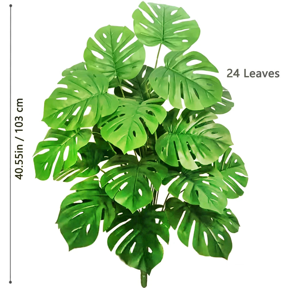 40-130cm（51.18in） Artificial Monstera Plant Fake Palm Tree Plastic Turtle Leaf Green Plant for Home Garden Room Office Decor