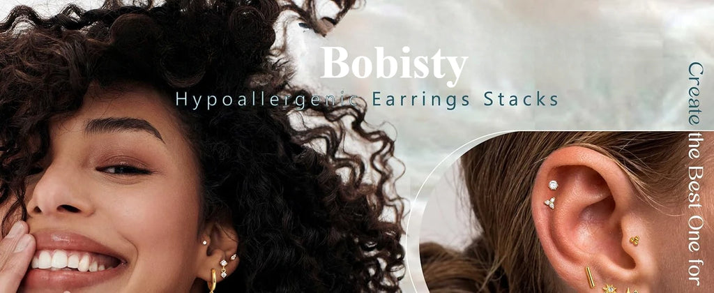 Bobisty 1pc Earrings for Sensitive Ears Surgical Stainless Steel Earrings for Women Dainty Flat Back Earring Stud Hoop Cartilage