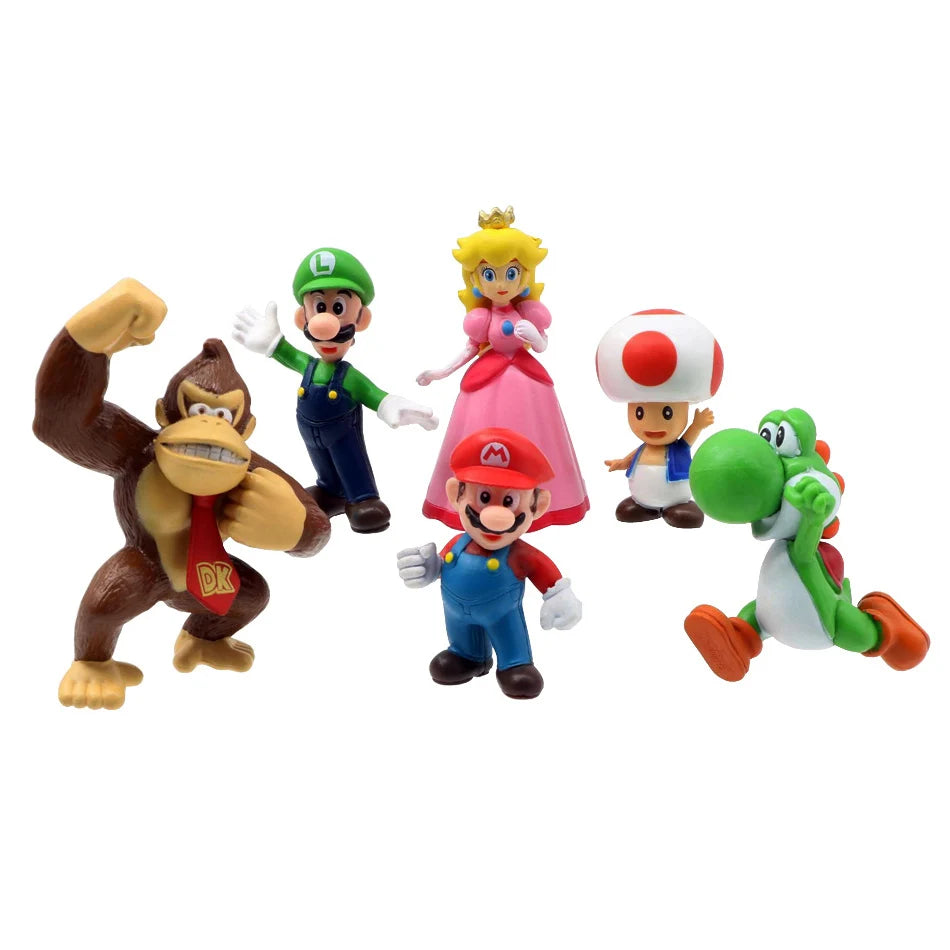 Super Mario Bros PVC Action Figure Toys Dolls Model Set Luigi Yoshi Donkey Kong MushroomFor Kids Birthday Gifts