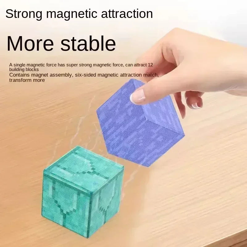 Magnetic Building Blocks Mine World Montessori Educational STEM Sensory Toy for Magnet Cube Kids Boys Girls Ages 3+ DIY Toy Gift