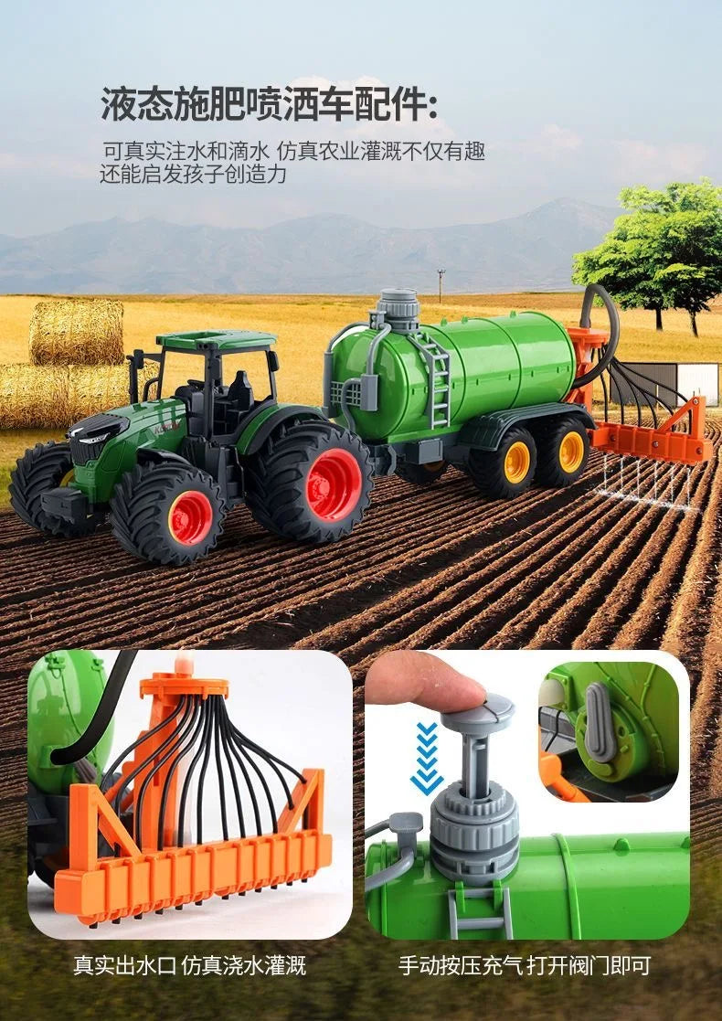 Tractor Toy Car Model Trailer and Accessories Simulation Children's Farmer Car