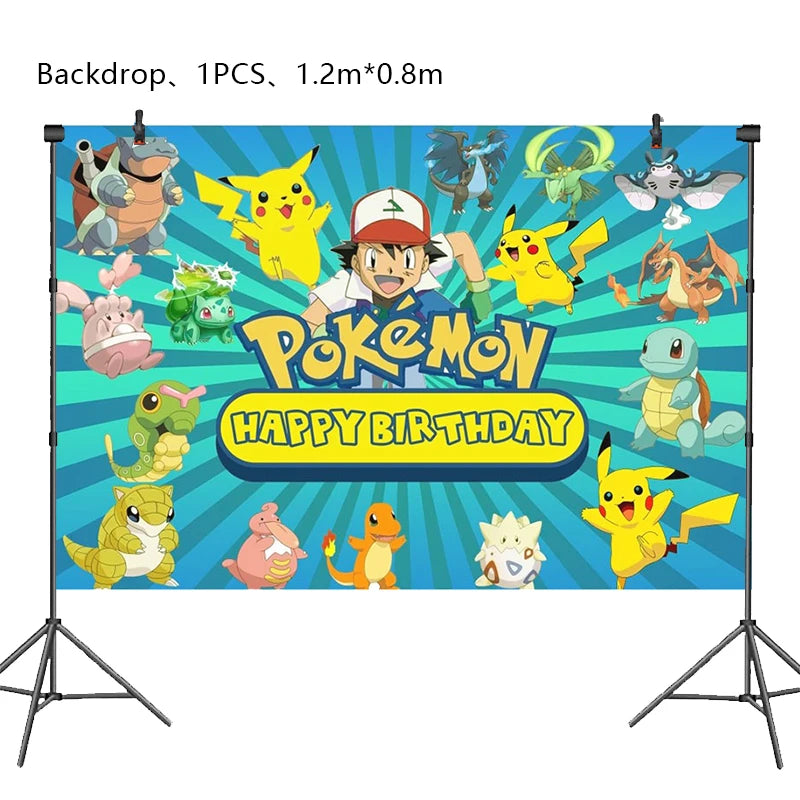 Pokemon Birthday Party Decoration New Pikachu Latex Foil Balloon Kids Disposable Tableware Event Supplies Backdrop Child Gift