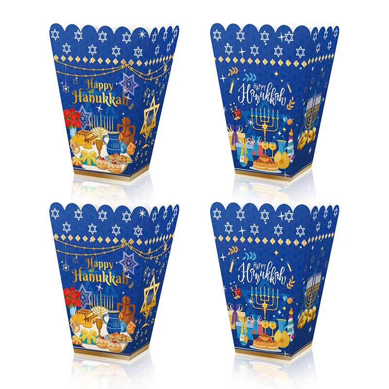 Jewish Hanukkah Balloon Banner Supplies Chanukah Disposable Tableware Cup Plate Napkins Happy Chanukah Festival Party Decoration