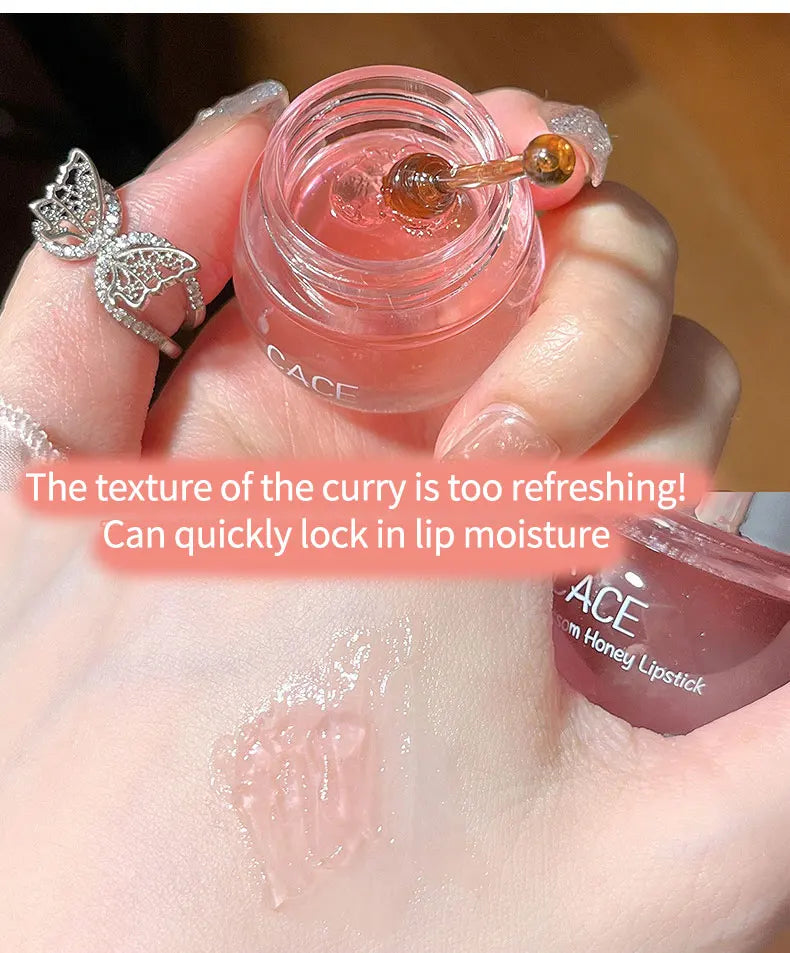CACE Cherry Blossom Honey Lip Balm — Deeply Hydrating and Plumping, Water-Rich Glossy Finish, Non-Sticky,