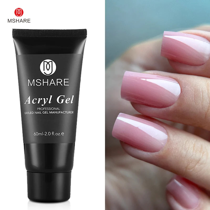 MSHARE Poly Nails Acryl Gel 60ml Builder UV Led Acrylgel Nails Extensions Acrylic Pink White Clear Acrylatic Hema Tpo Free Gel