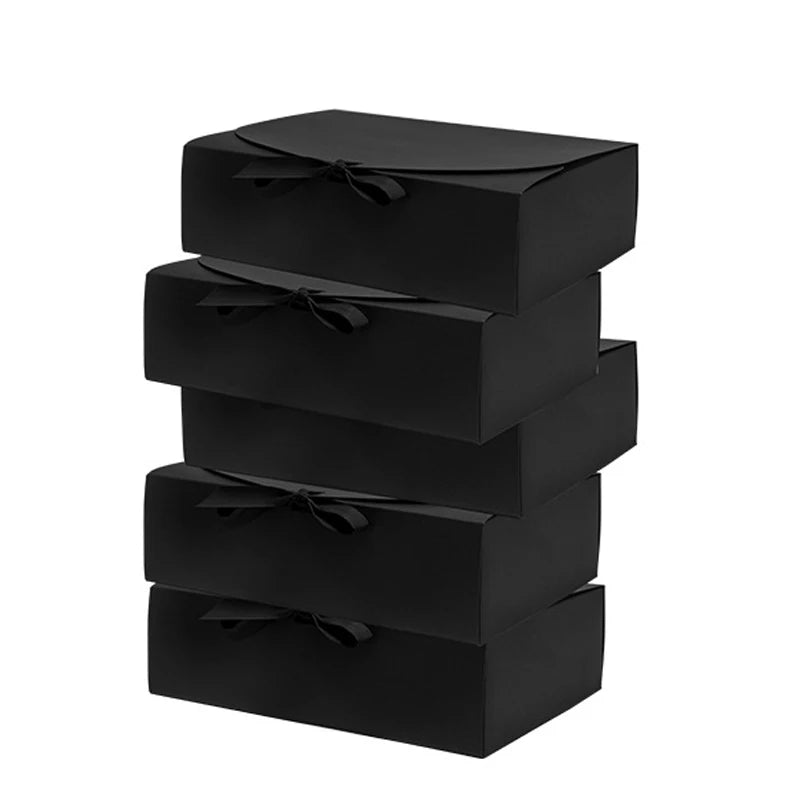 4pcs-Black Gift Box With Lid Bridesmaid Proposal Box with Ribbon Groomsmen Proposal Box Present Packaging Box Wedding Boxes