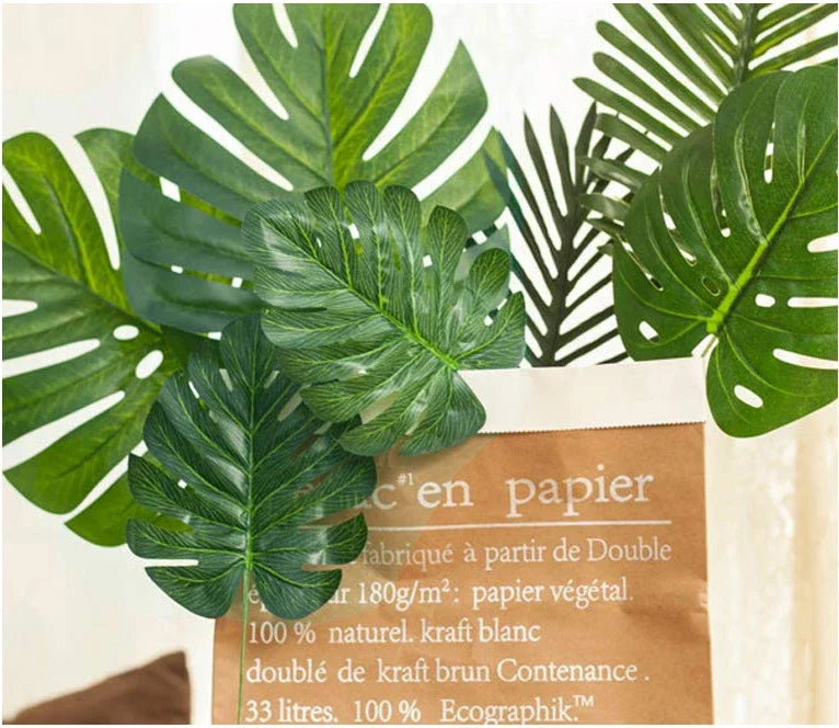 10PCS Tropical Palm Leaves Summer Monstera Artificial Silk Turtle Leaves for Home Hawaiian Luau Beach Wedding Party Decor