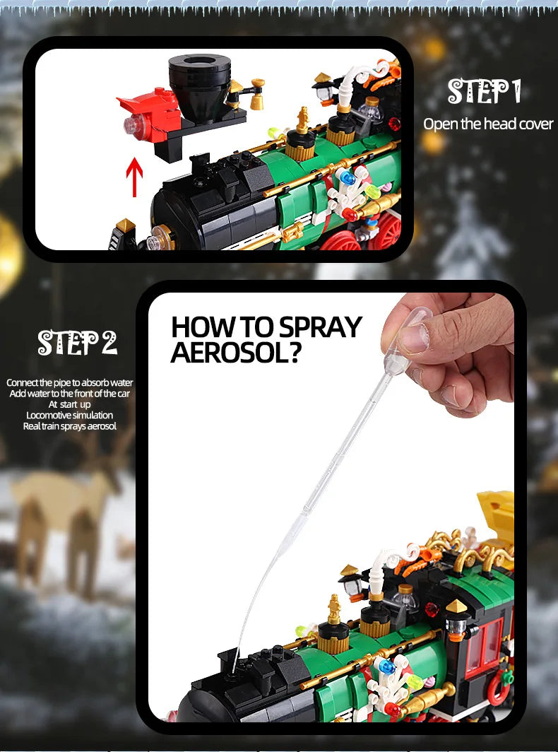 Mould King 12012 Christmas Building Block The Motorized Winter Holiday Train Model Assembly Decoration Kids Christmas Train Gift