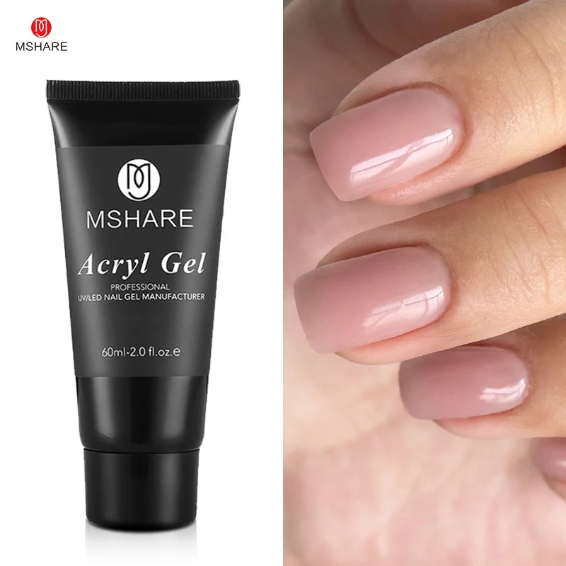 MSHARE Poly Nails Acryl Gel 60ml Builder UV Led Acrylgel Nails Extensions Acrylic Pink White Clear Acrylatic Hema Tpo Free Gel
