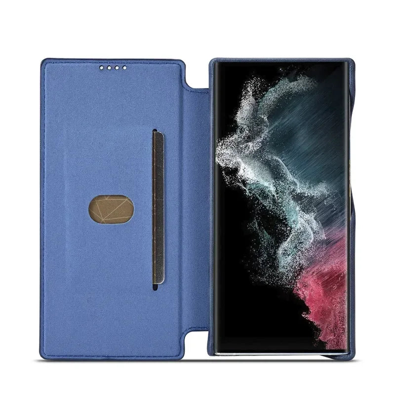 Flip Leather Phone Case For Samsung Galaxy S25 S24 S23 Ultra S22 Plus S21 FE S20 Card Slot Stand Wallet Protect Cover