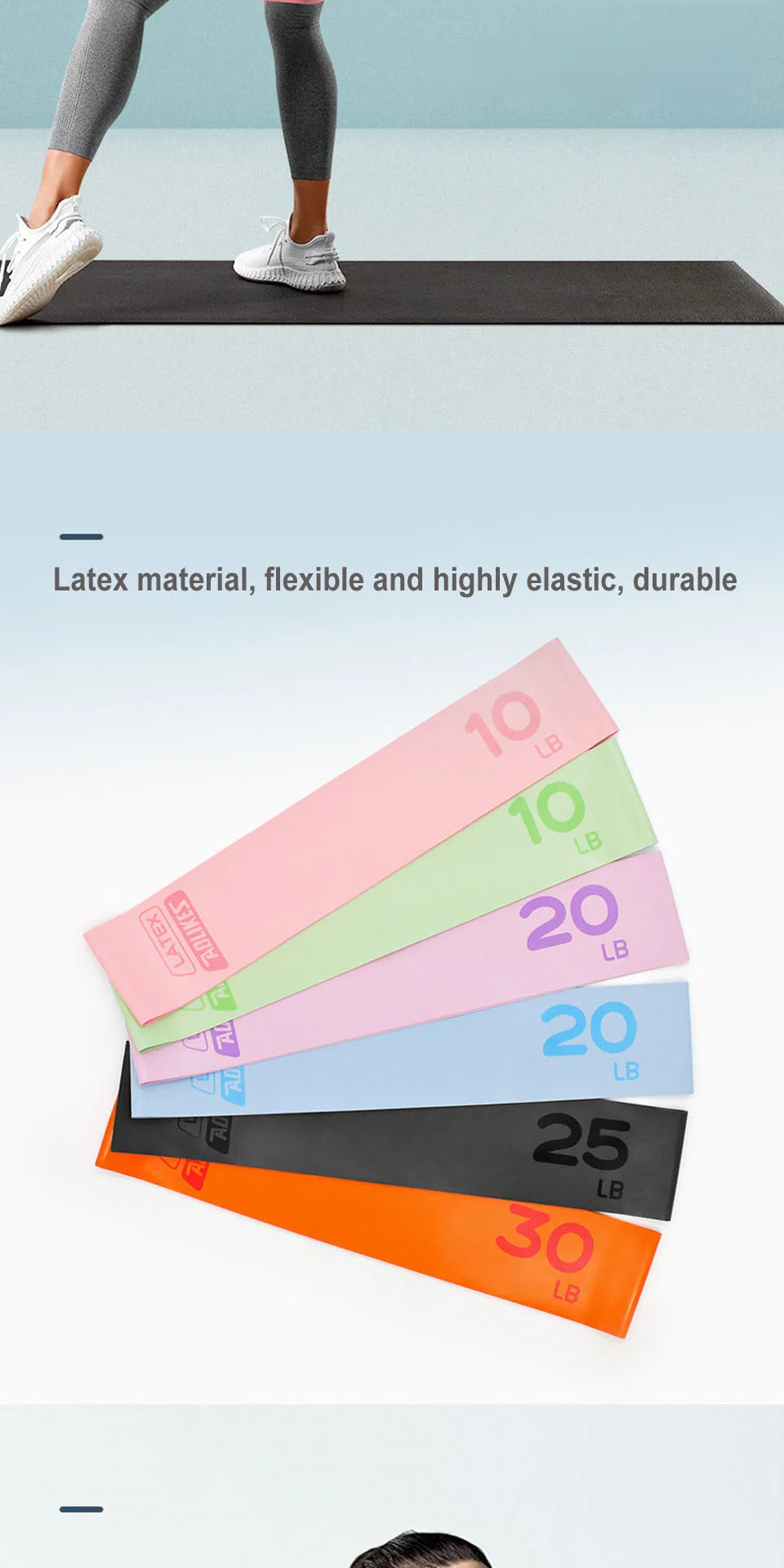 AOLIKES 1PCS Fitness Elastic Resistance Bands Home training yoga sport resistance bands Stretching Pilates Crossfit Workout Gym