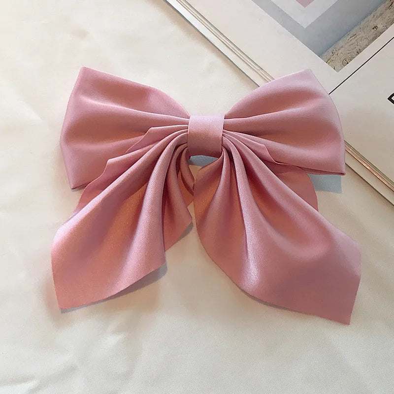 Solid Color Satin Bowknot Hair Clips For Girls Sweet Bow Women Hairpins Butterfly Barrettes Duckbill Clip Kids Hair Accessories