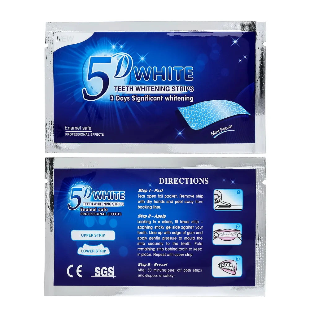 5D Teeth Whitening Strip 7/14/21/28 Pair Whiter Strips for Removing Smoking Coffee Stain, Effective Home Use Tooth Whitening Kit
