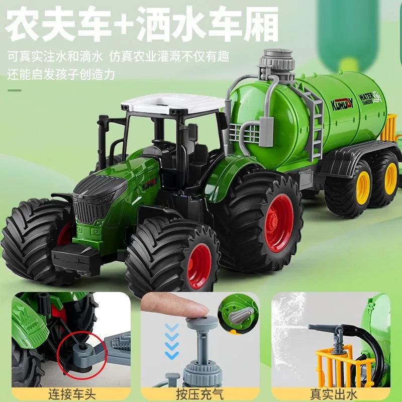 Tractor Toy Car Model Trailer and Accessories Simulation Children's Farmer Car
