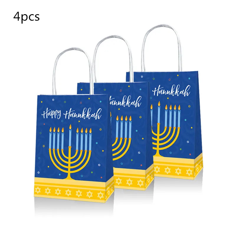 Jewish Hanukkah Balloon Banner Supplies Chanukah Disposable Tableware Cup Plate Napkins Happy Chanukah Festival Party Decoration