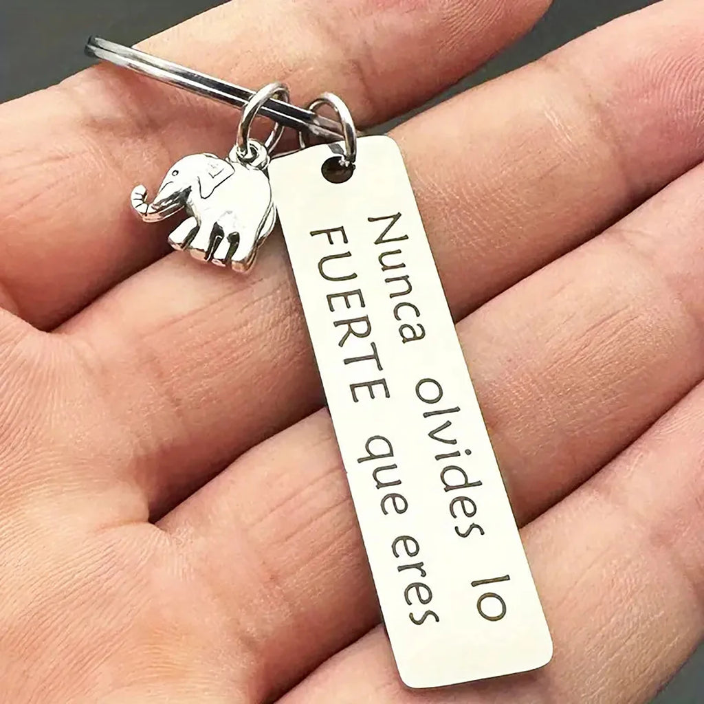Inspirational Positive Energy Elephant Powdered Elephant Stainless Steel Keychain For Men, Car Backpack Pendant Decoration
