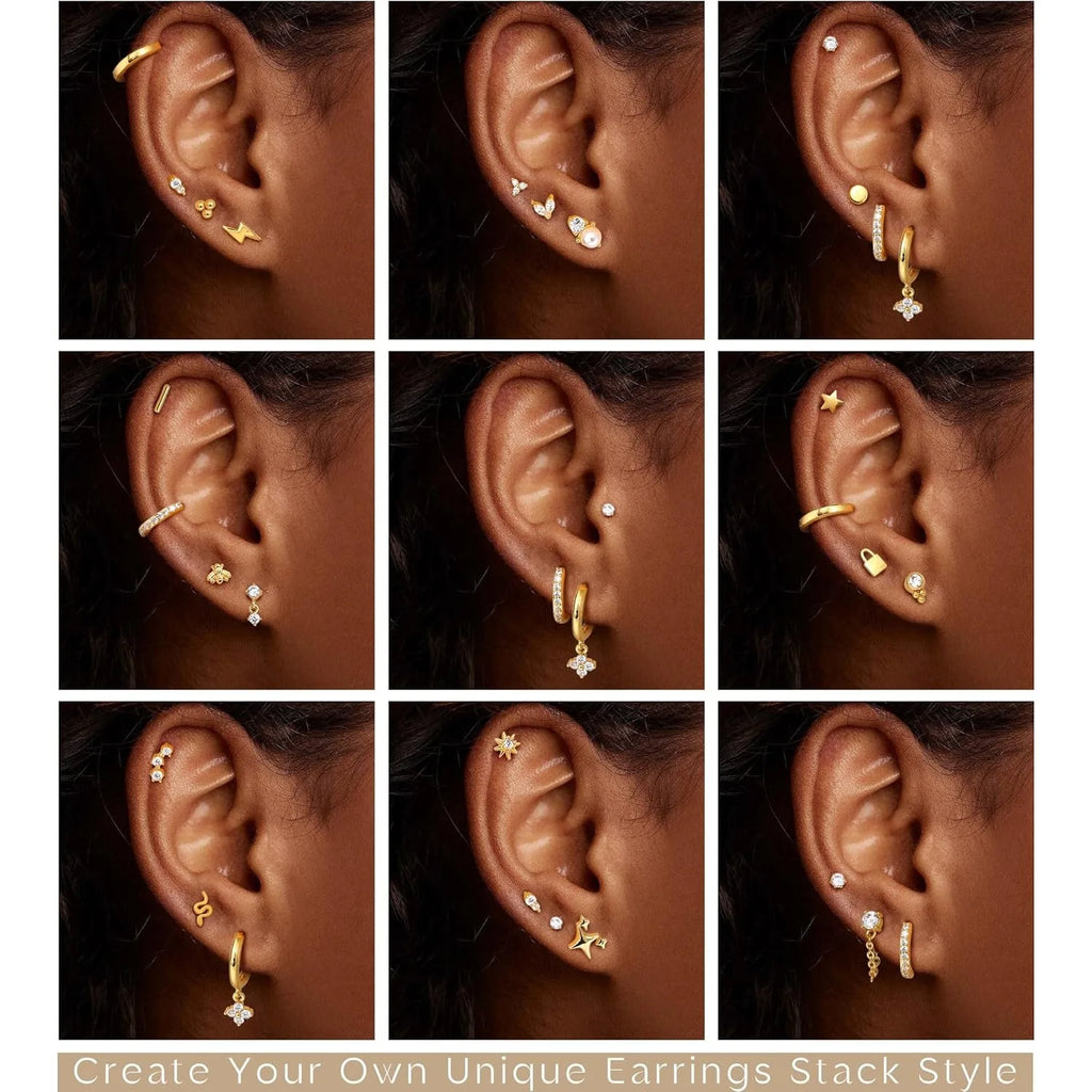 Bobisty 1pc Earrings for Sensitive Ears Surgical Stainless Steel Earrings for Women Dainty Flat Back Earring Stud Hoop Cartilage