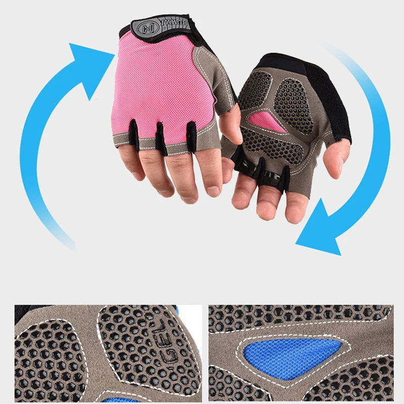 Unisex Half Finger Gloves Cycling Breathable Anti-slip MTB Outdoor Road Bike Gel Biking Gloves Summer Gym Sport Training Gloves