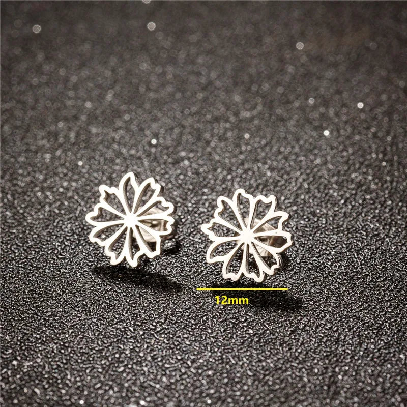 4Pairs/Lot Fashion Stainless Steel Star Moon Stud Earrings Sets for Women Small Flower Porker Dog Earings Jewelry Gift Wholesale