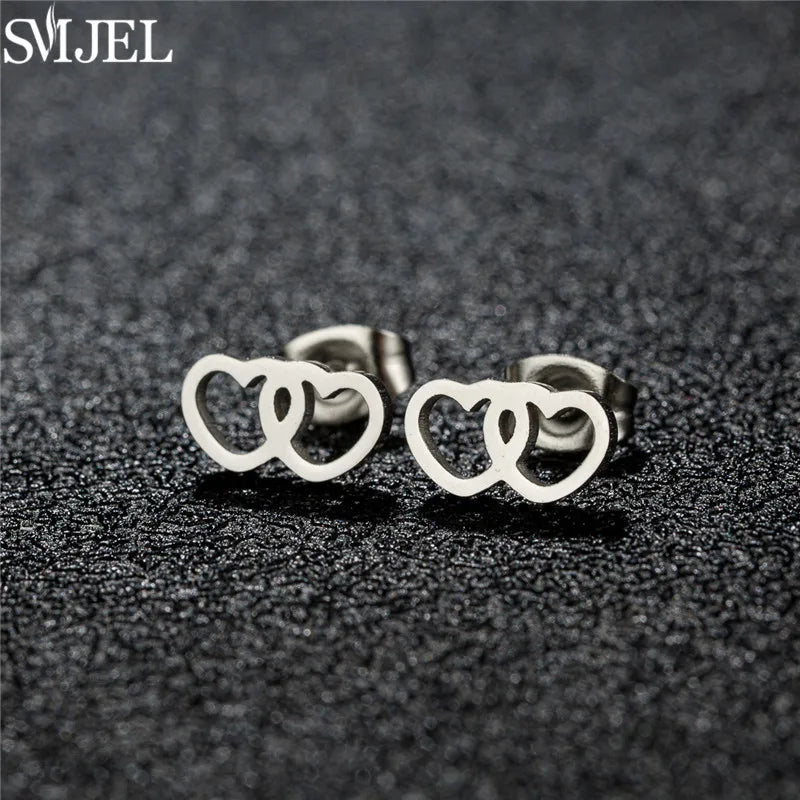 Stainless Steel Earring Hollow Love Heart Fashion Stud Earrings Classic Simple Earings for Women Wedding Jewelry Bridesmaid Gift